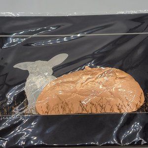 Artist Robert Walker Copper Metal  Etching Fox & Rabbit 2014 Wall Art Picture
